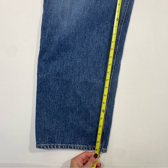 AGOLDE Cut-Out Baggy Straight-Leg Jeans Women’s Size 33 Blue Denim High Waist - Picture 14 of 15